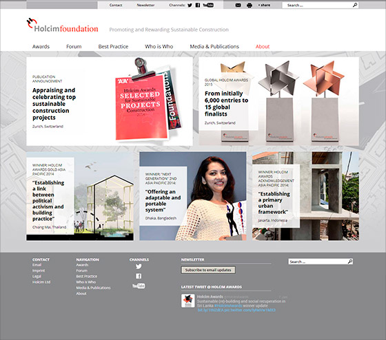 Website Holcim Foundation - Screendesign, Art Direction, Projektmanagement by graphilox